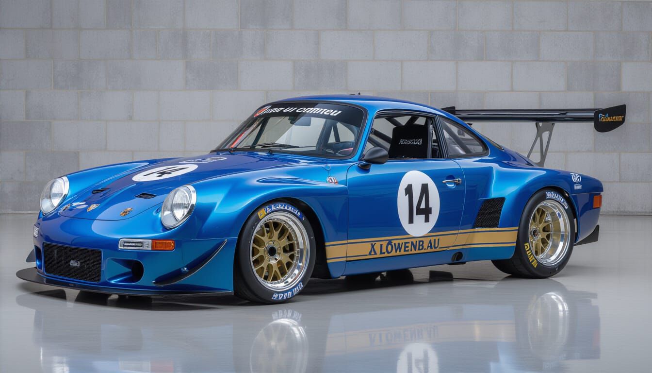 Retro-Modern Karmann Ghia GT3 Race Car in Motorsport Livery