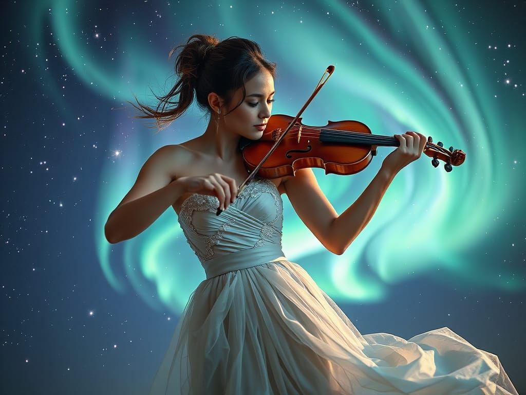 Aurora Violinist: A Digital Art Portrait
