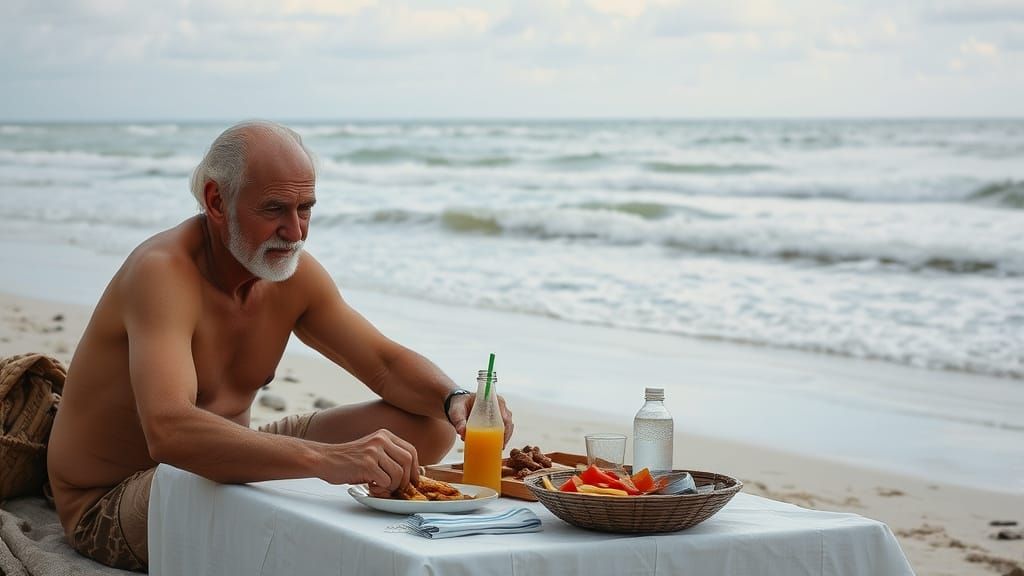 Picnic Lunch on a Serene Beach