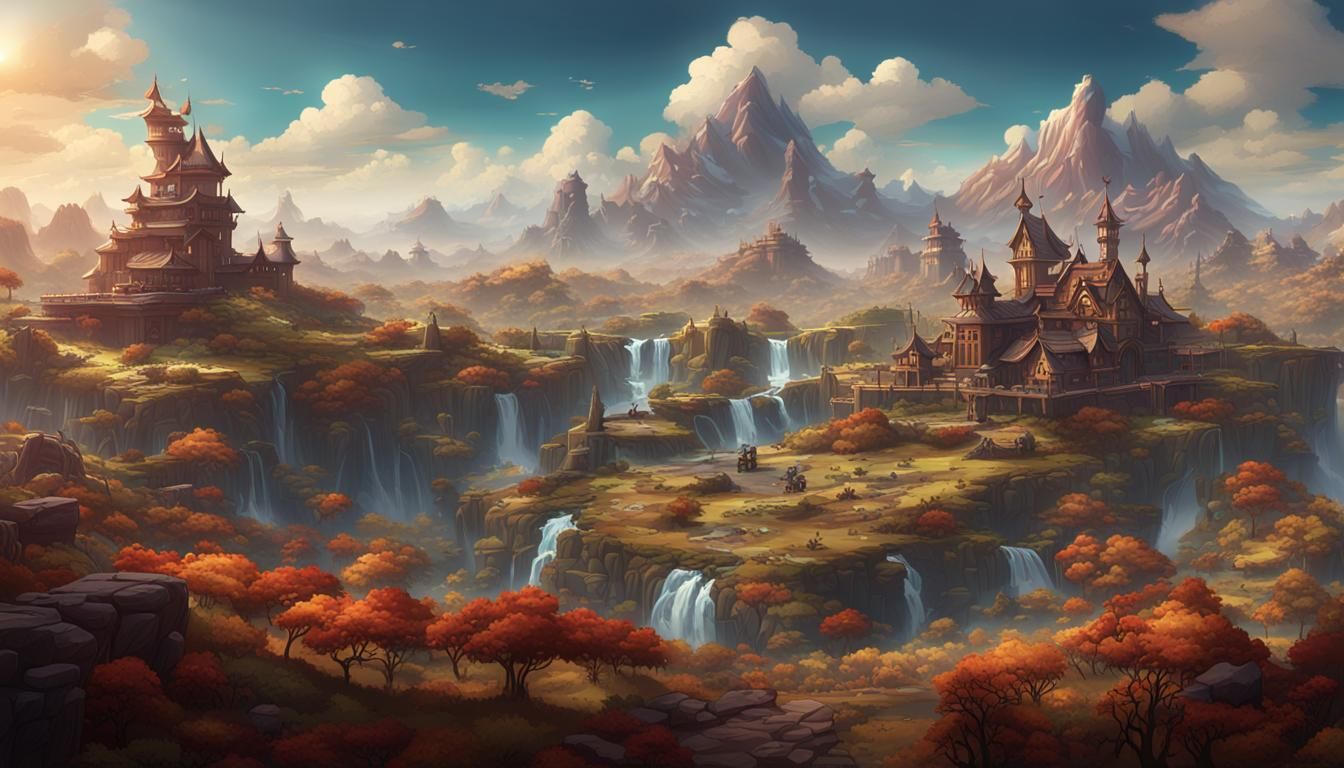 Fantastical Game Landscape in Matte Painting Style