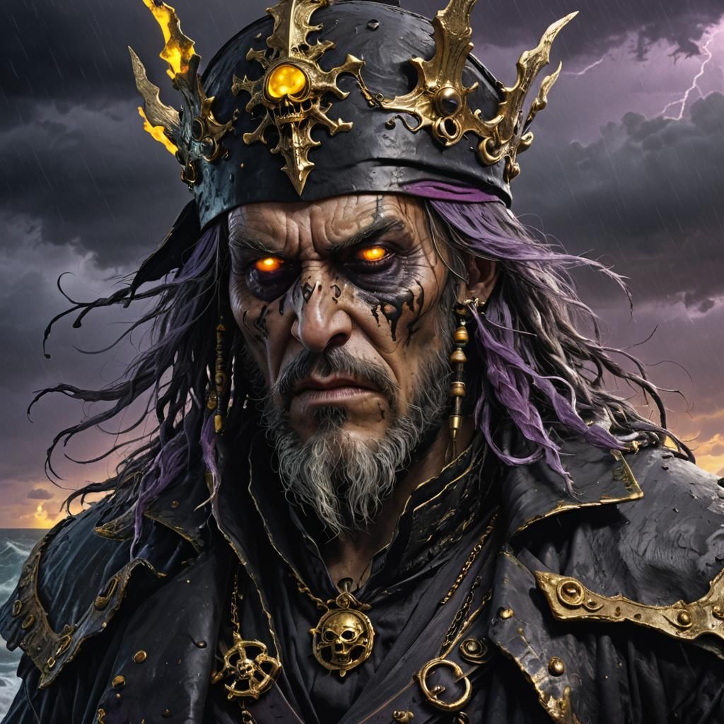 Cursed Pirate King Concept Art in Art Deco Style