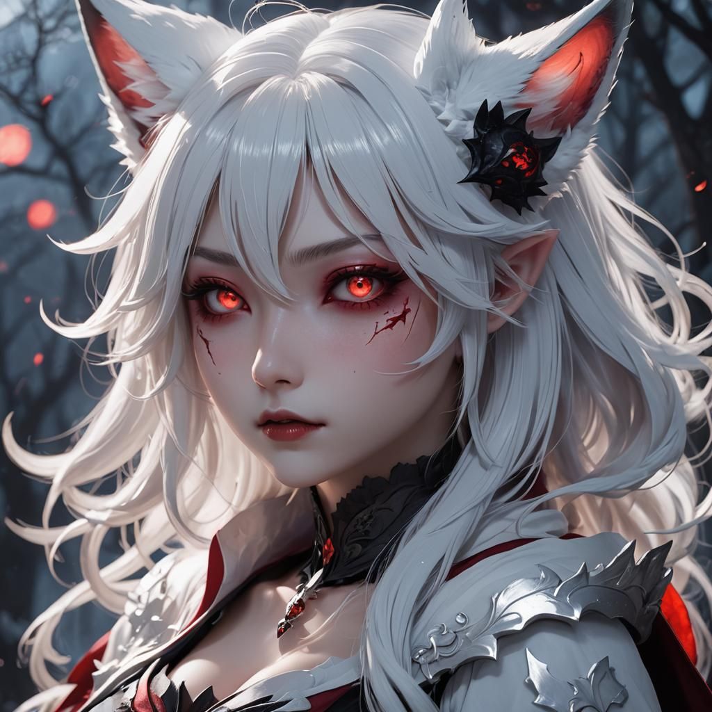Kitsune Girl Vampire Transformation in Anime Style