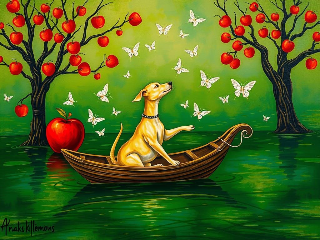 Surreal Oil Painting in the Style of Klimt and Ciurlionis