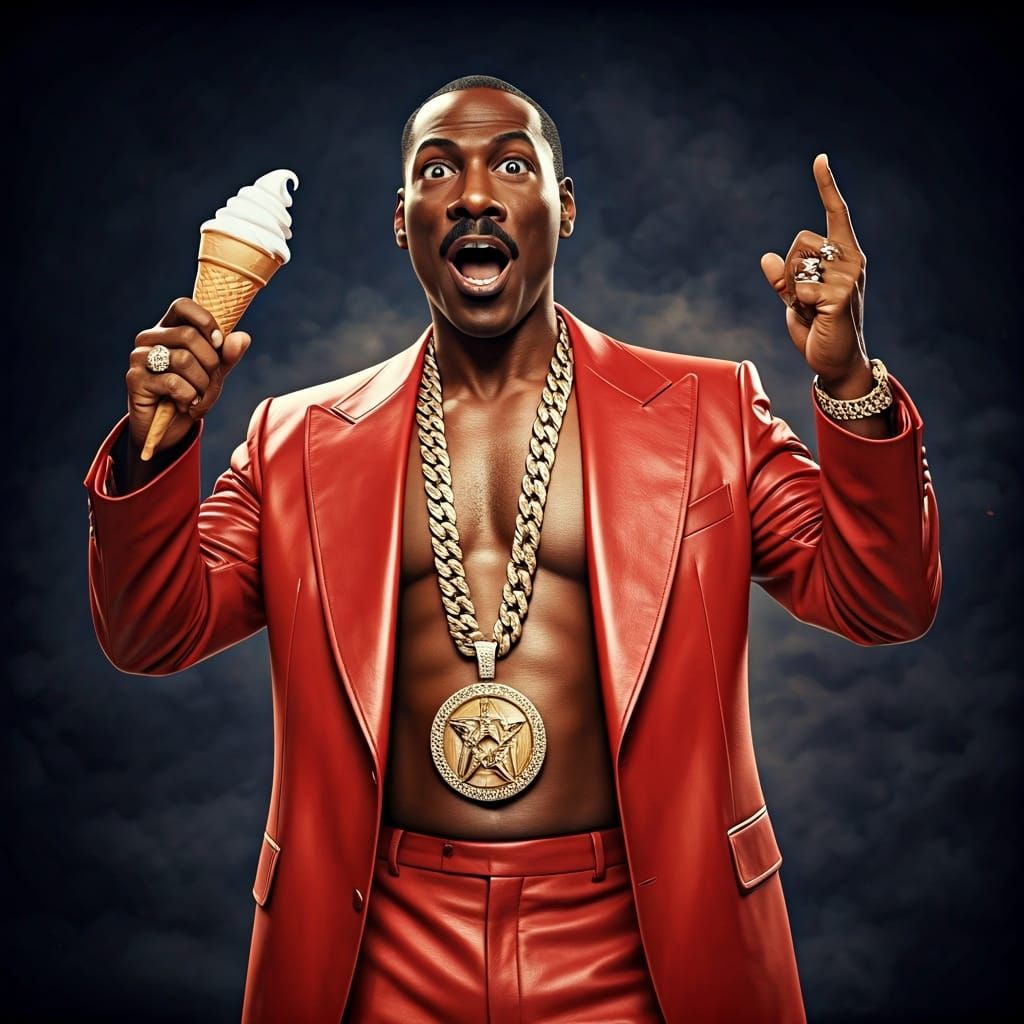 Eddie Murphy as Ice Cream Comedian in Cinematic Style