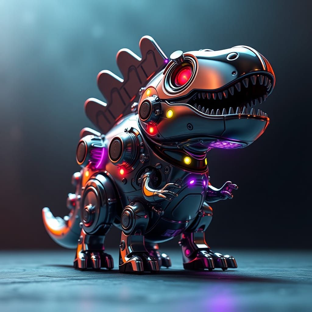 Futuristic Dinosaur Bluetooth Speaker in Cyberpunk Style