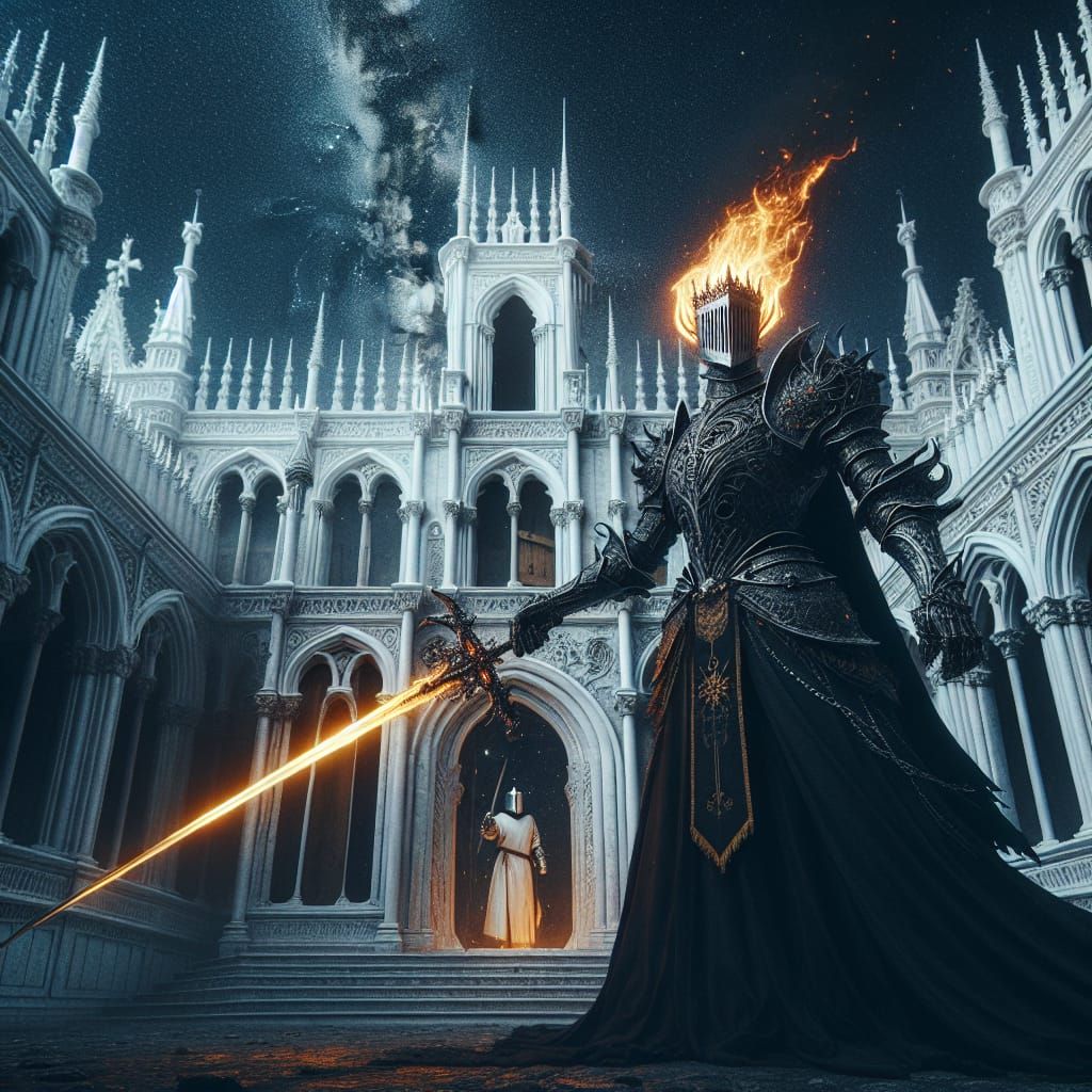 Epic Dark Fantasy Battle in Gothic Style