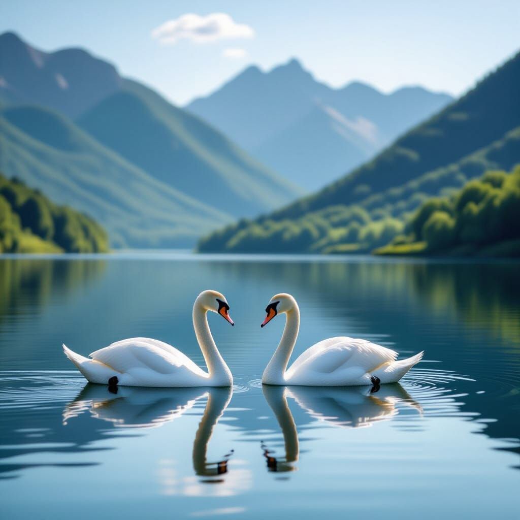 Serene Swans on a Tranquil Lake