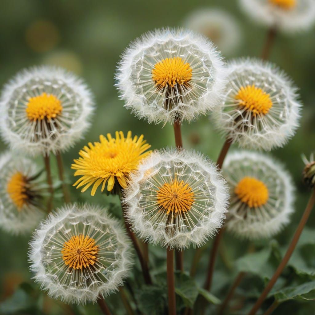 Golden Dandelions in Gentle Breeze