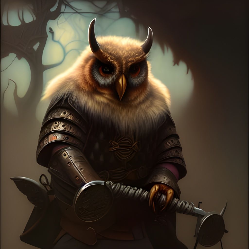 Owlbear Viking Warrior Portrait in Hyper-Realism