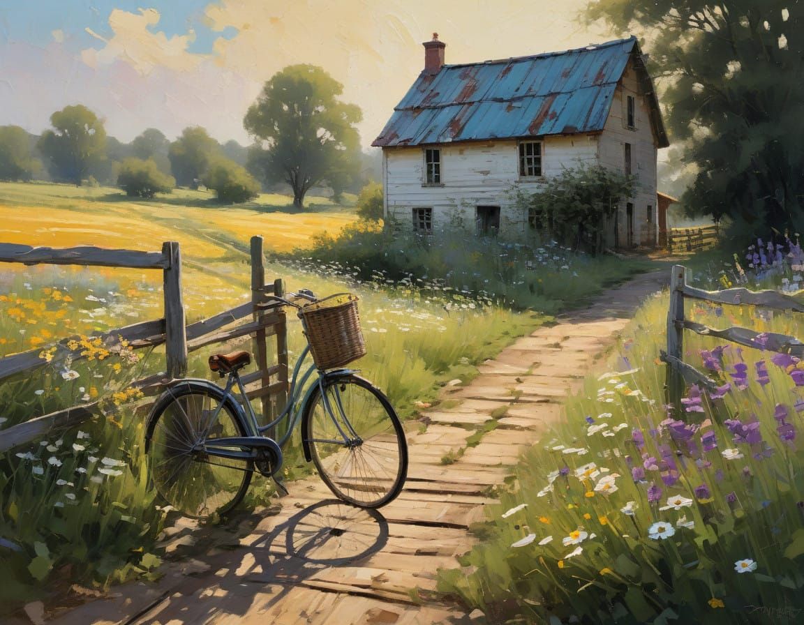 Surreal Village Landscape in Mixed Palette Knife Techniques