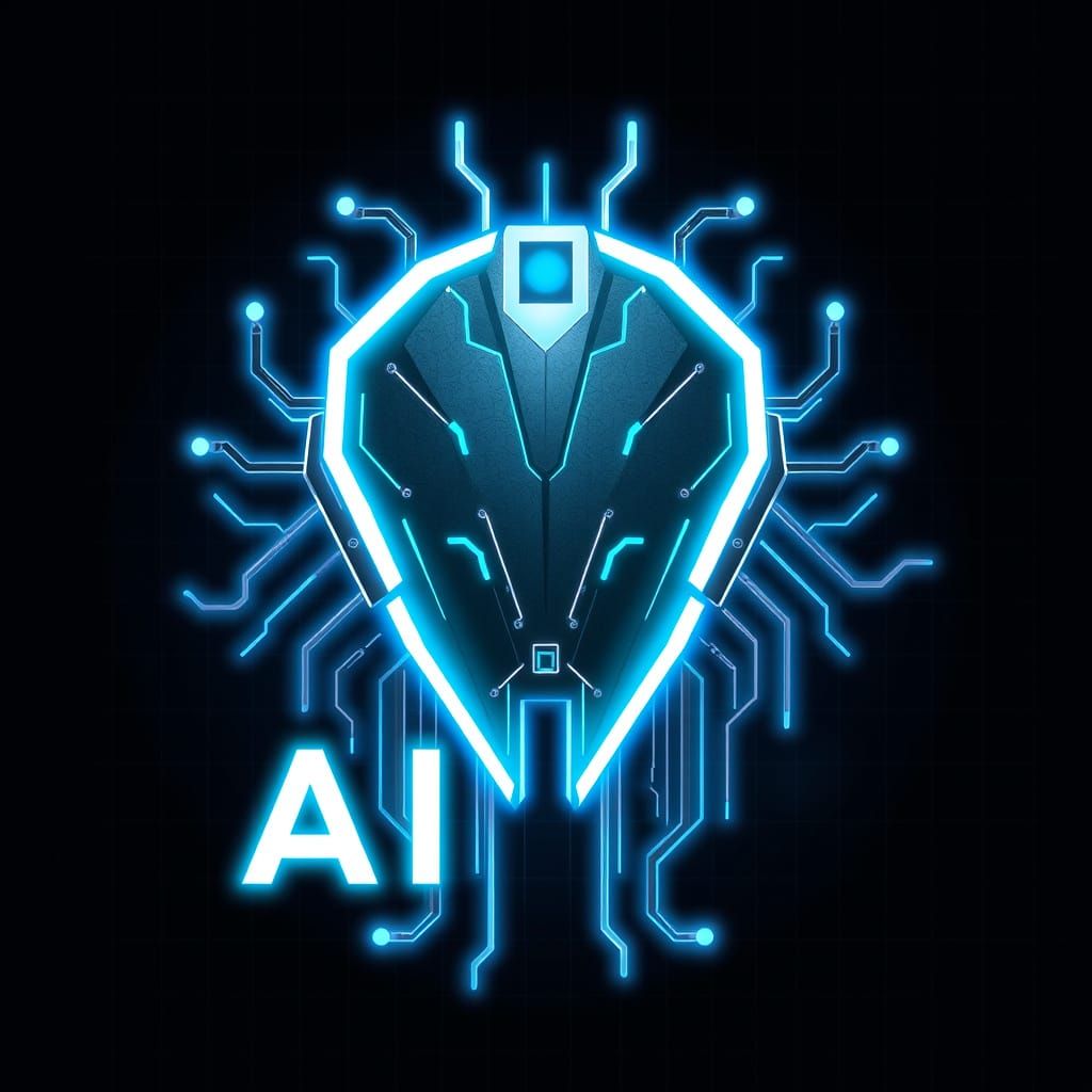Neon Cyberpunk AI Logo with Angular Circuits