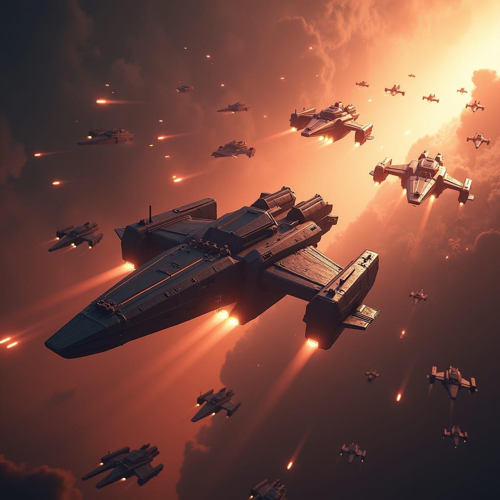 Terran Warships Engage in Intergalactic Battle