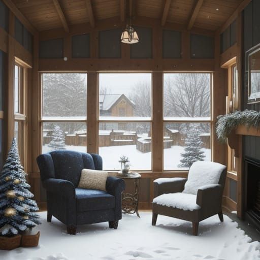 Warmth Through the Window in Snowy Bliss