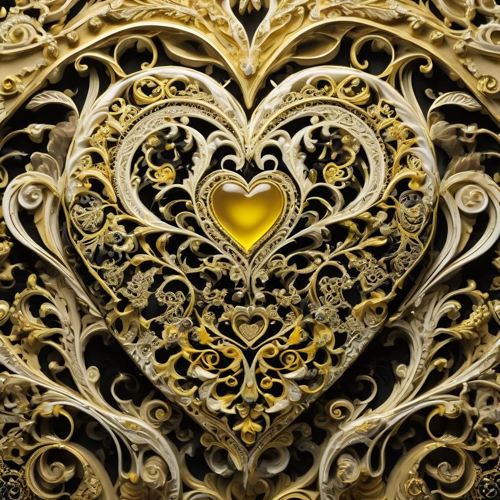 Ornate Filigree Heart with Fractal Design