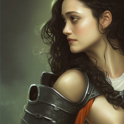 Medieval Portrait of a Woman in Green Leather Armor