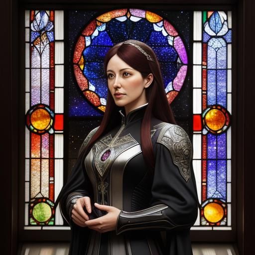 Stained Glass Galaxy: Hyperrealistic Old World Art