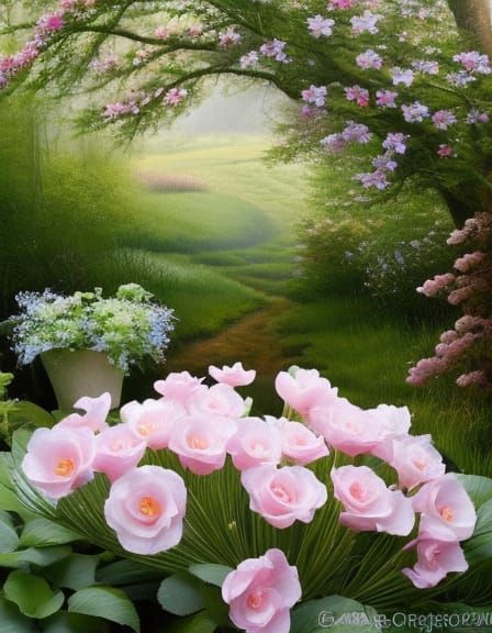 Hyperrealistic Lavender Flowers in Whimsical Fantasy Garden