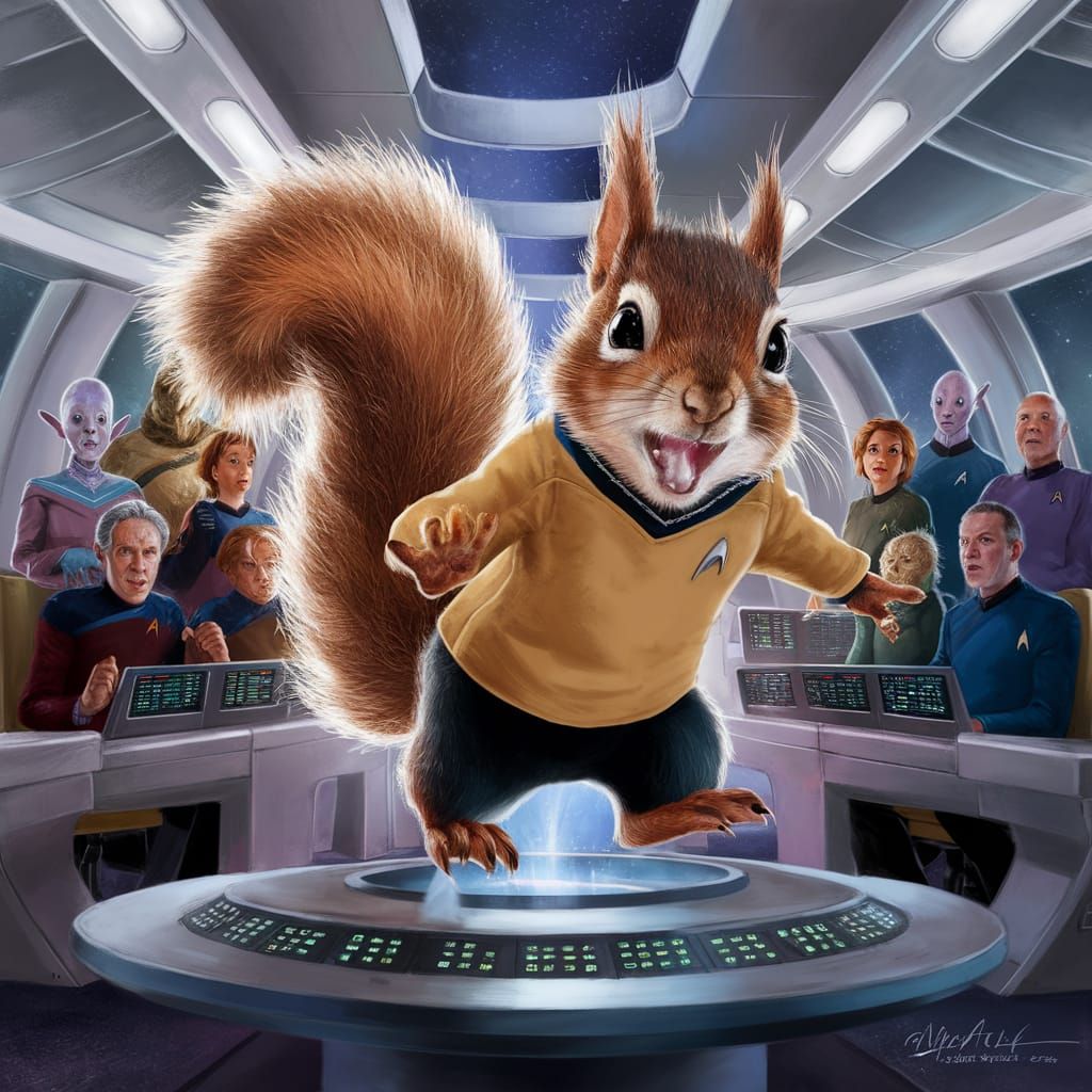 Squirrel Beams Aboard Starship Enterprise