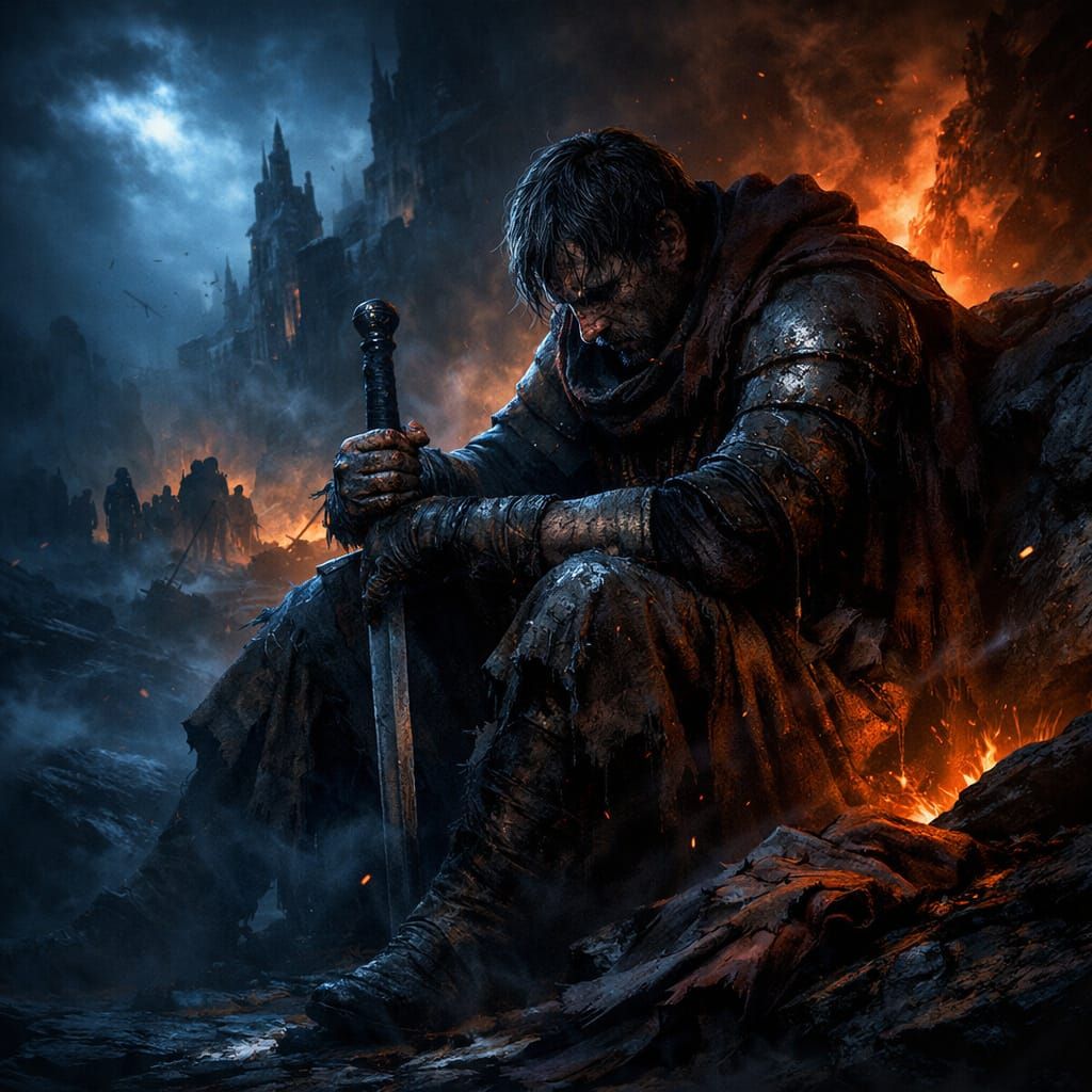 Dark Fantasy Concept Art of Stoic Figure