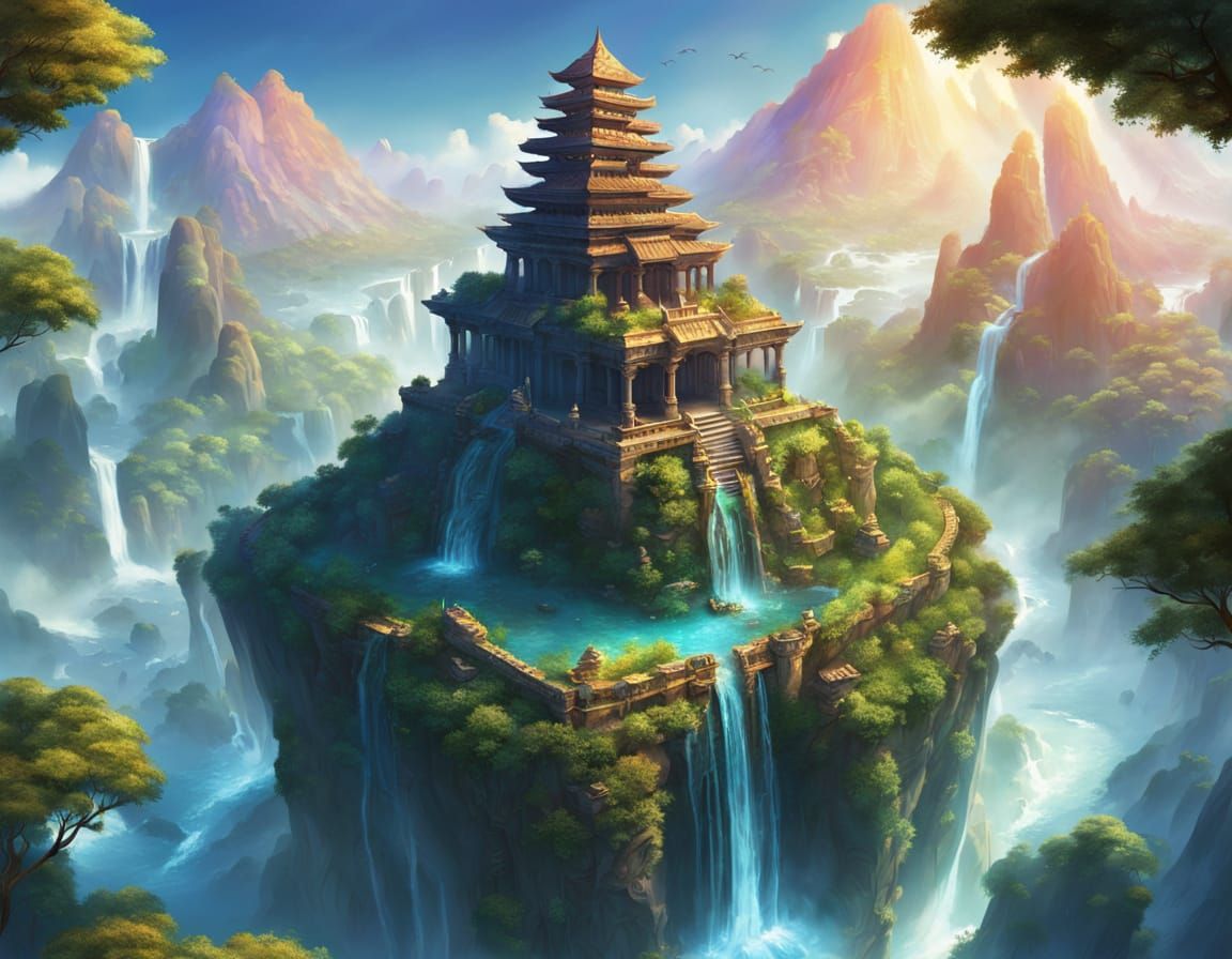 Vibrant Temple of the Prism Isle