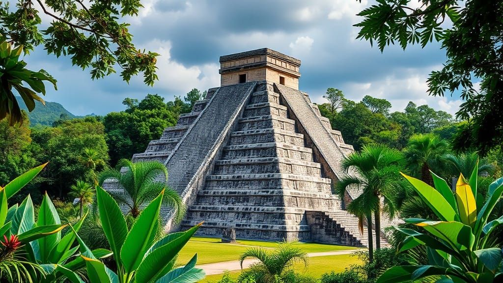 Chichen Itza Pyramid Amidst Lush Jungle