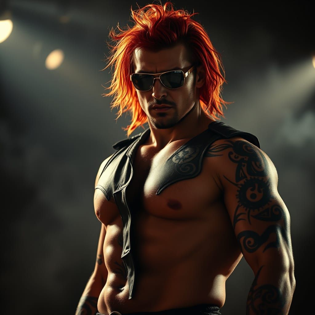 Tattooed Wrestler in Smoky Dojo