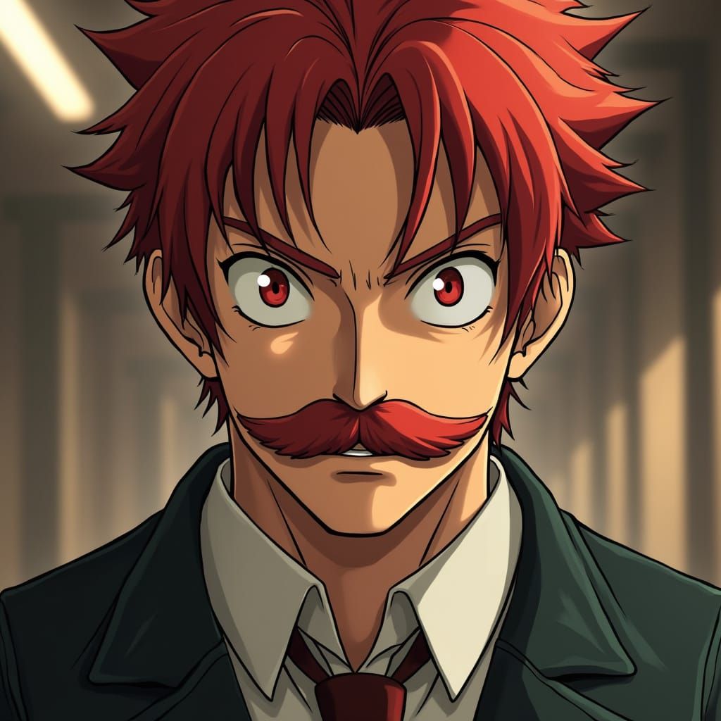 Elder Government Official in Red Hued Cyberpunk Style