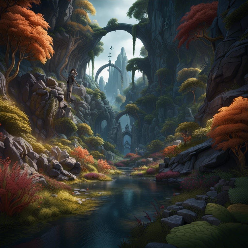Fantastical Nature's Symphony in Detailed Matte Painting