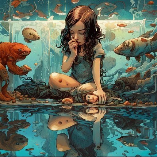 Pretty Girl in Water: AI-Generated Image