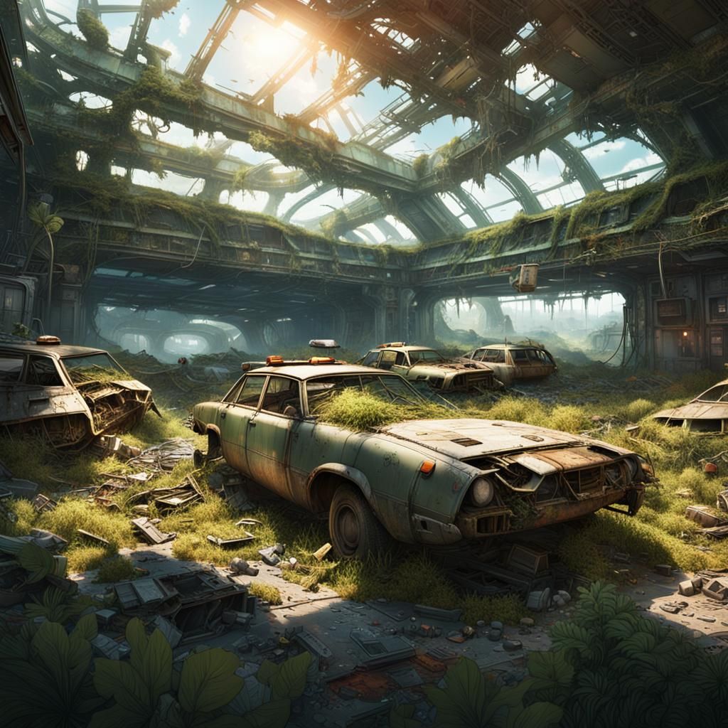 Ligne Claire Sci-Fi Base in Ruins