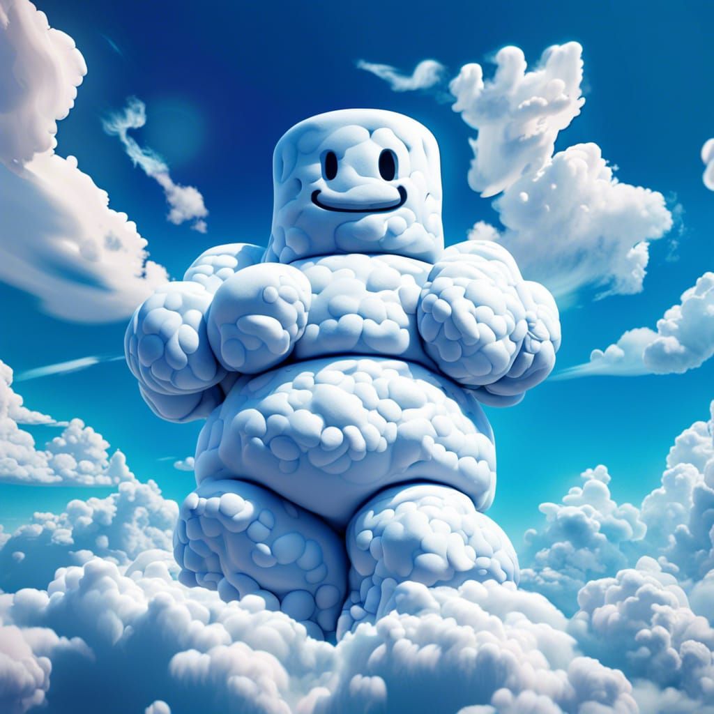 Marshmallow Man in a Blue Summer Sky
