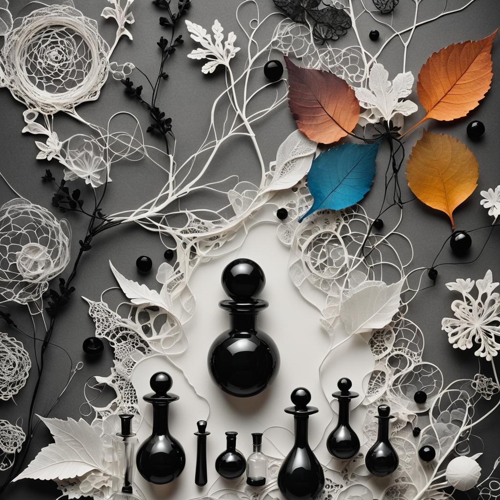 Abstract Photogram in Black and White with Solarization