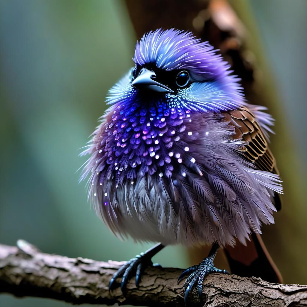 Intricate Baby Grenadier Bird with Luminous Aura