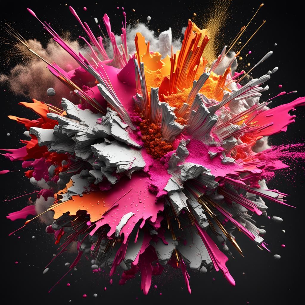 Explosion of Paint: Ultraphotorealistic 4D Kintsugi Renderin...
