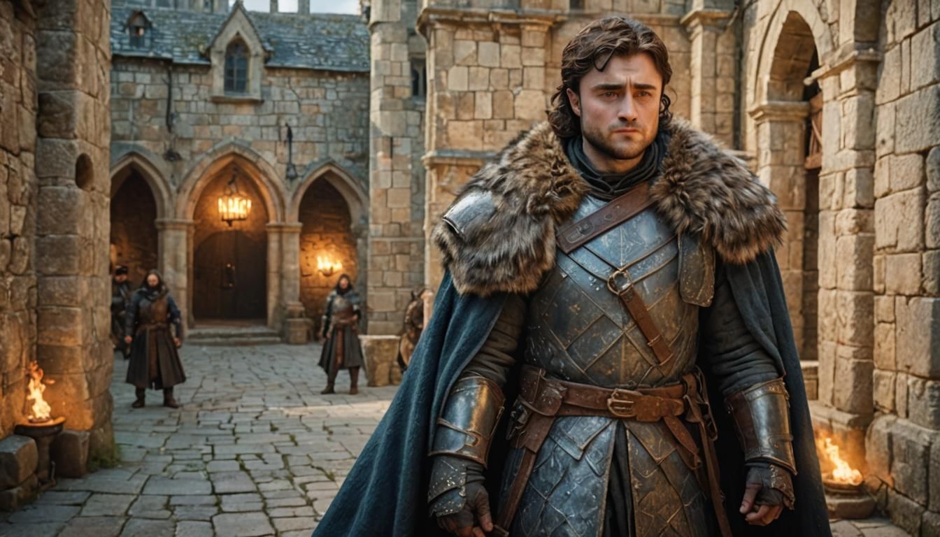 Jon Snow Portrait in Stark Armor, Fantasy Art
