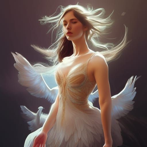 Swan Lake Portrait: Detailed Digital Art