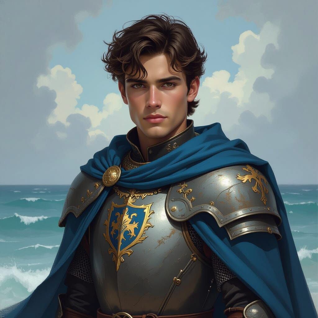 Epic Knight with Blue Surcoat and Tower Crest