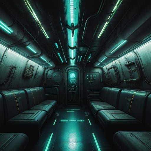 Gritty Futuristic Submarine Interior, in Industrial Futurism...