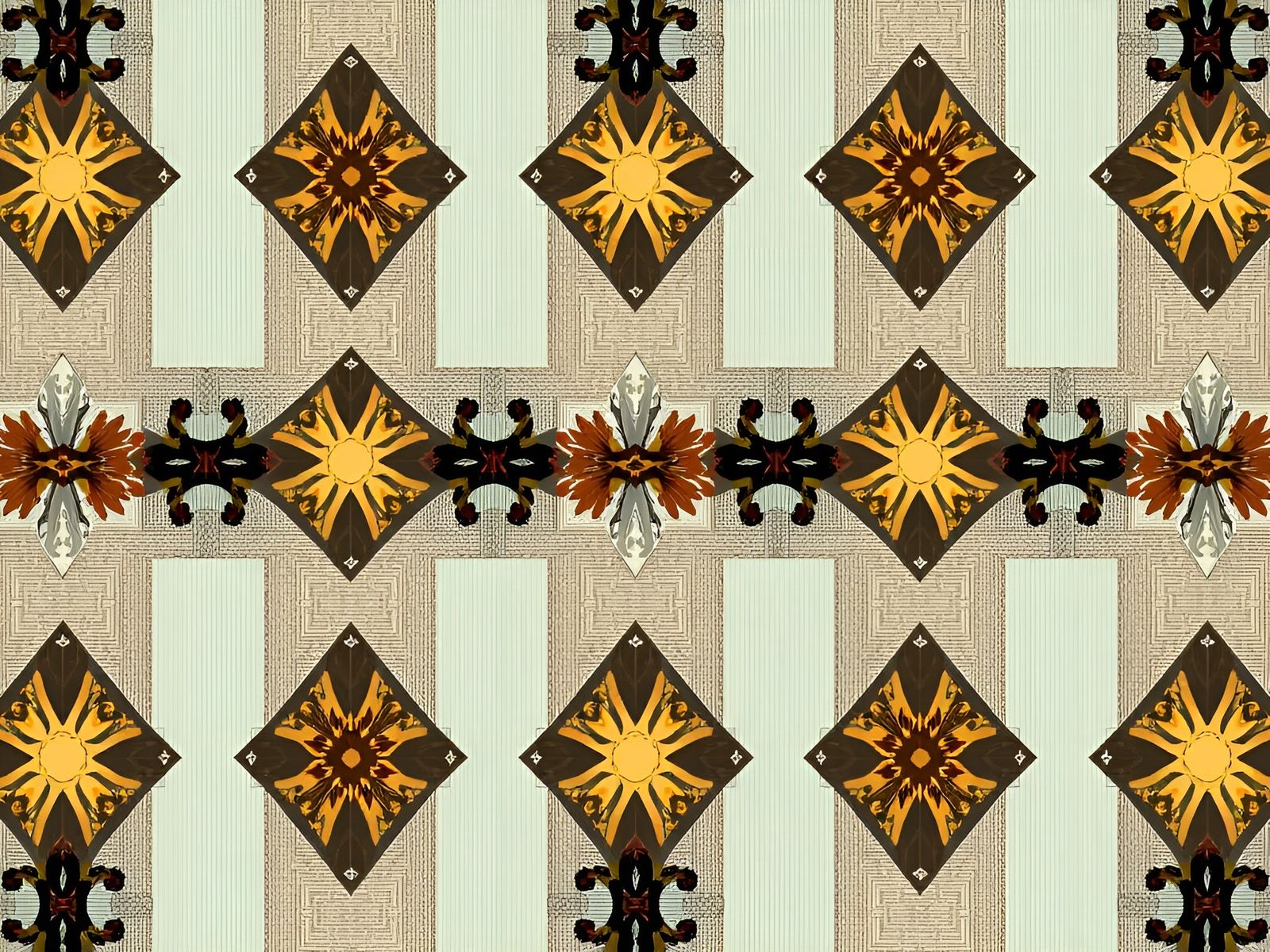 Swordsman Unsheathing Sword Byzantine Motif Pattern