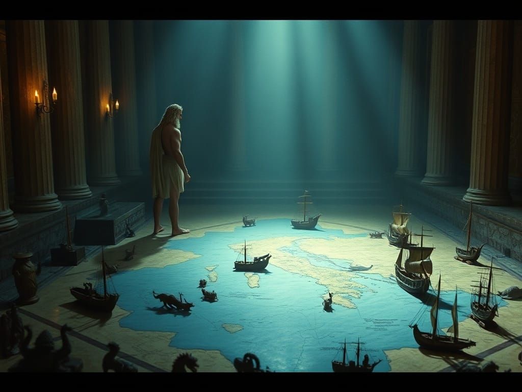 Zeus and Hera Overseeing Ancient Greece Map