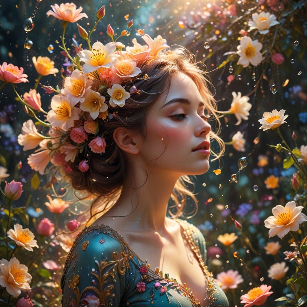 Celestial Being Forms From A Swirling Blossom Vortex