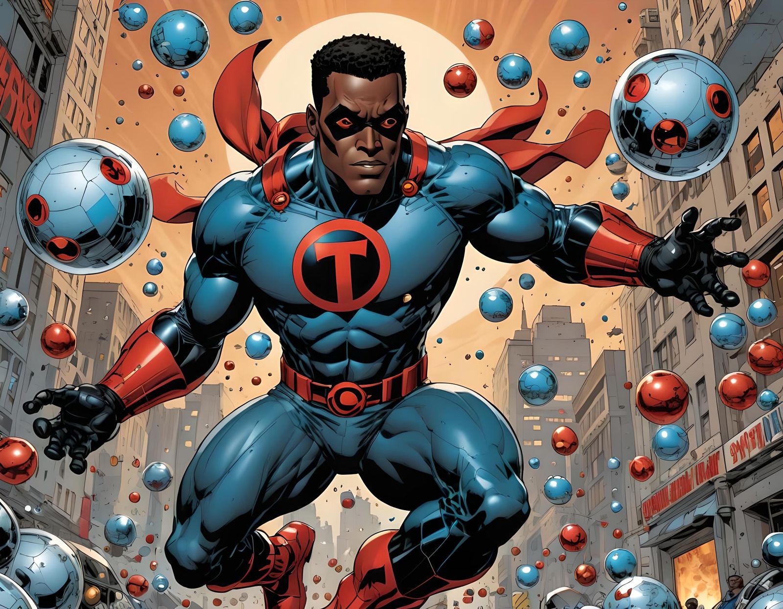 Mr. Terrific and T-Spheres in Comic Style