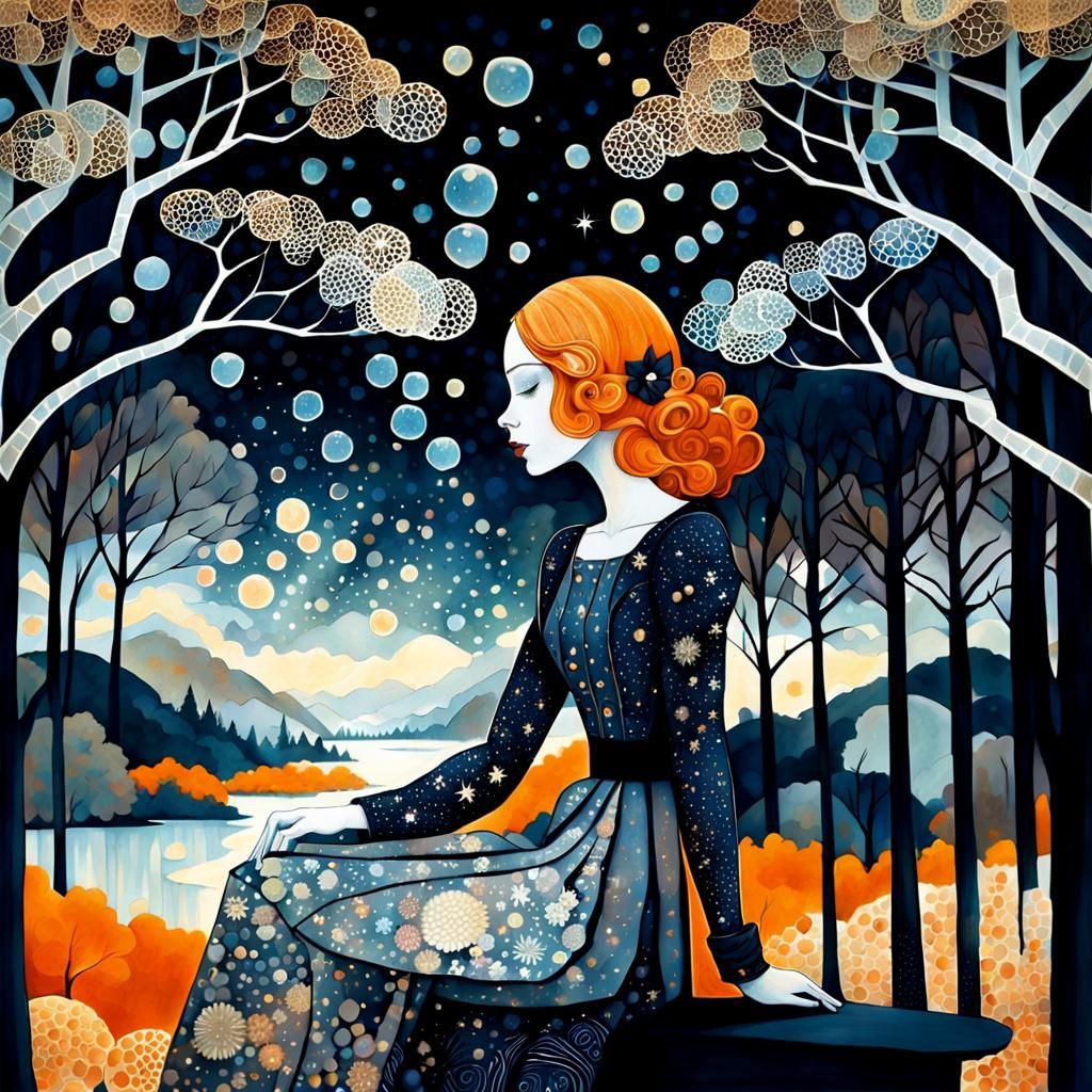 Intricate Portrait of a Woman in Dreamy Starscape