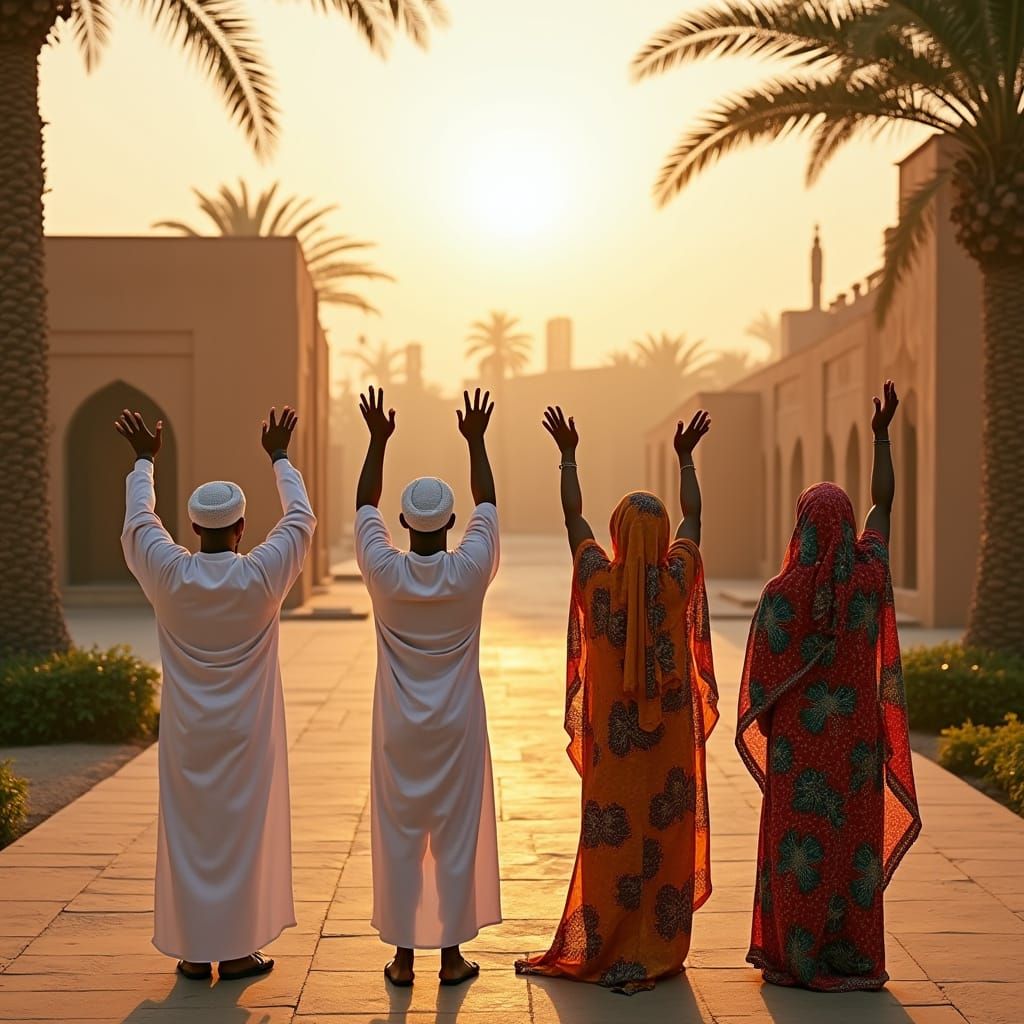 Sudanese People in Traditional Attire Praying