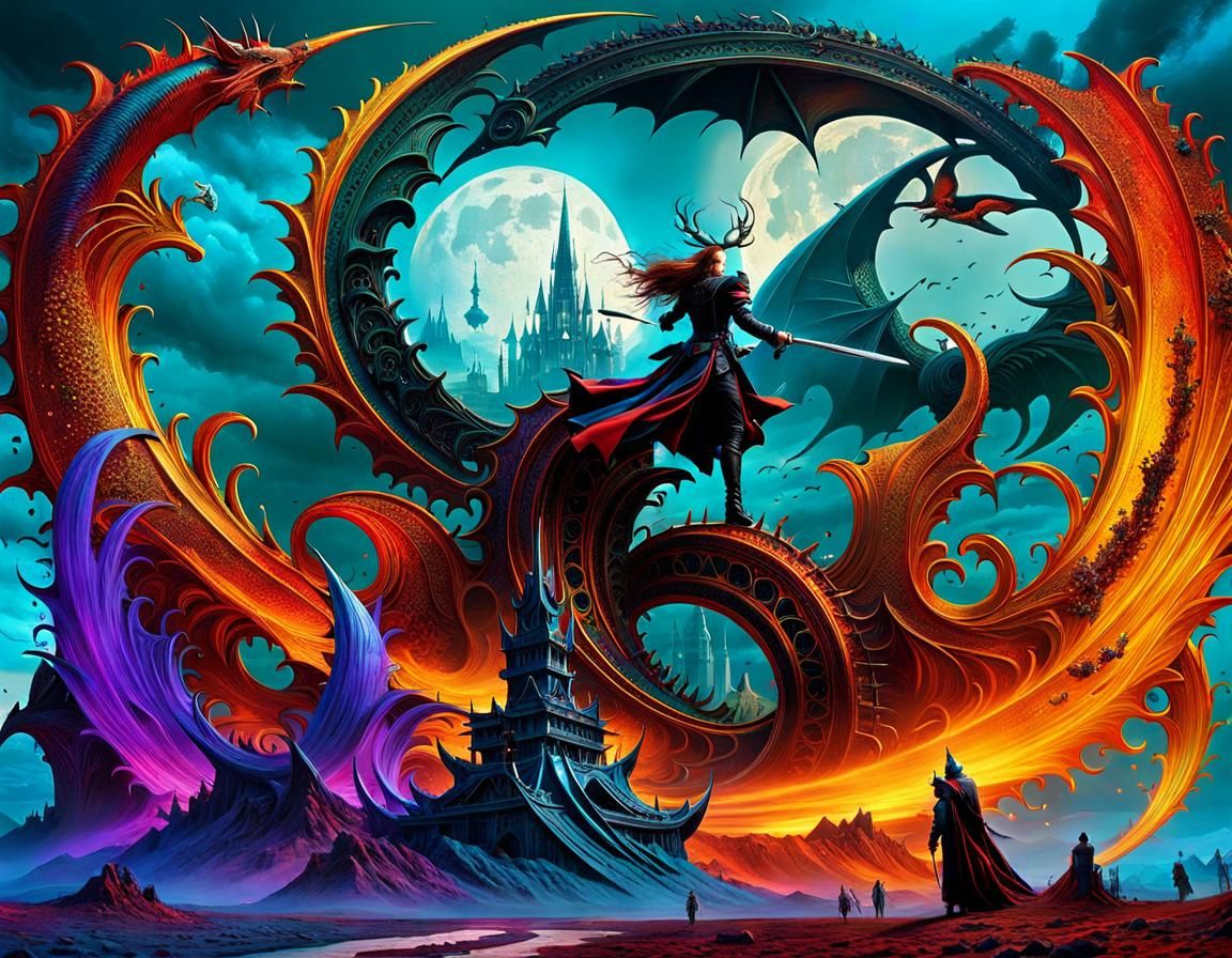 Surreal Catastrophe: Gothic Mixed Media Masterpiece