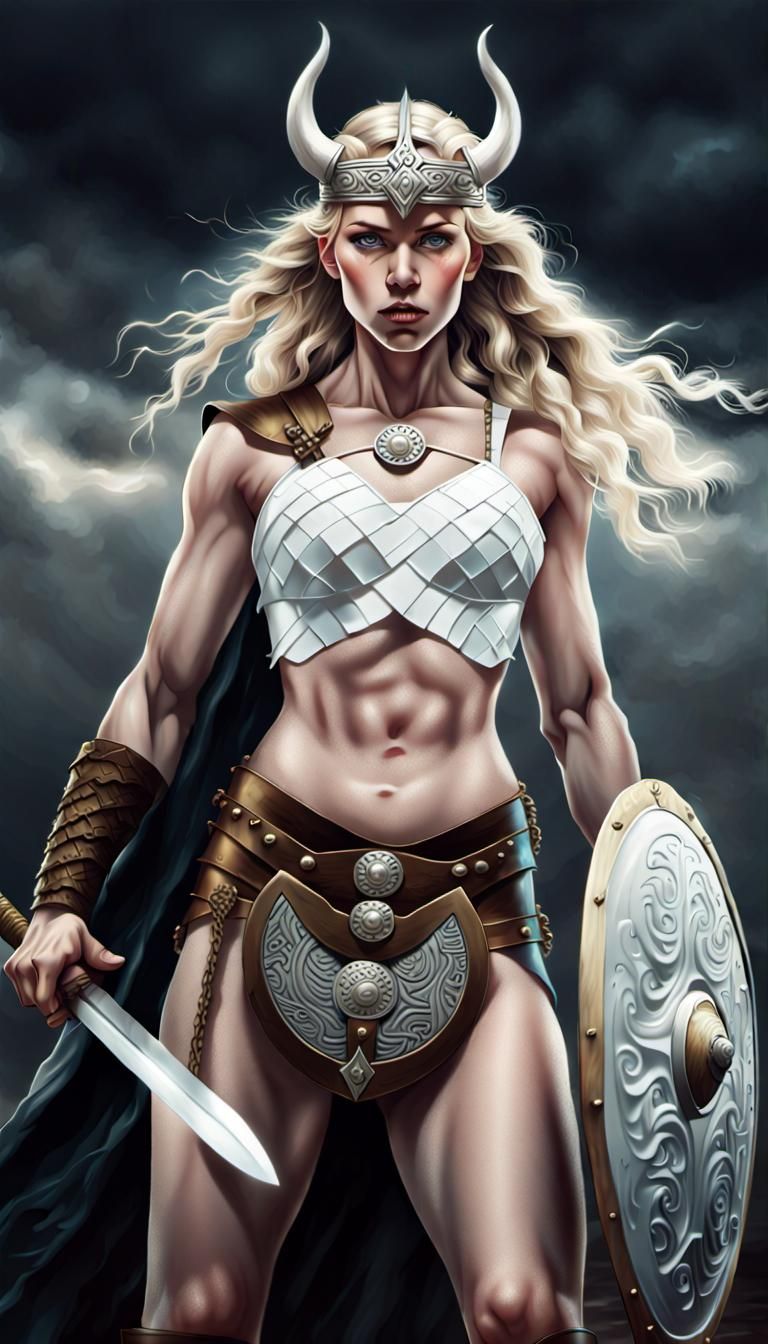 Viking Shield Maiden with Pearl-White Skin