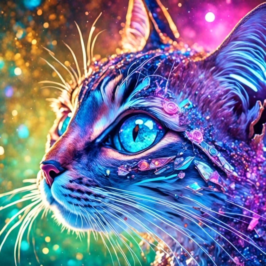 Cybercat in Synthwave Style, Neon 2099, 8K