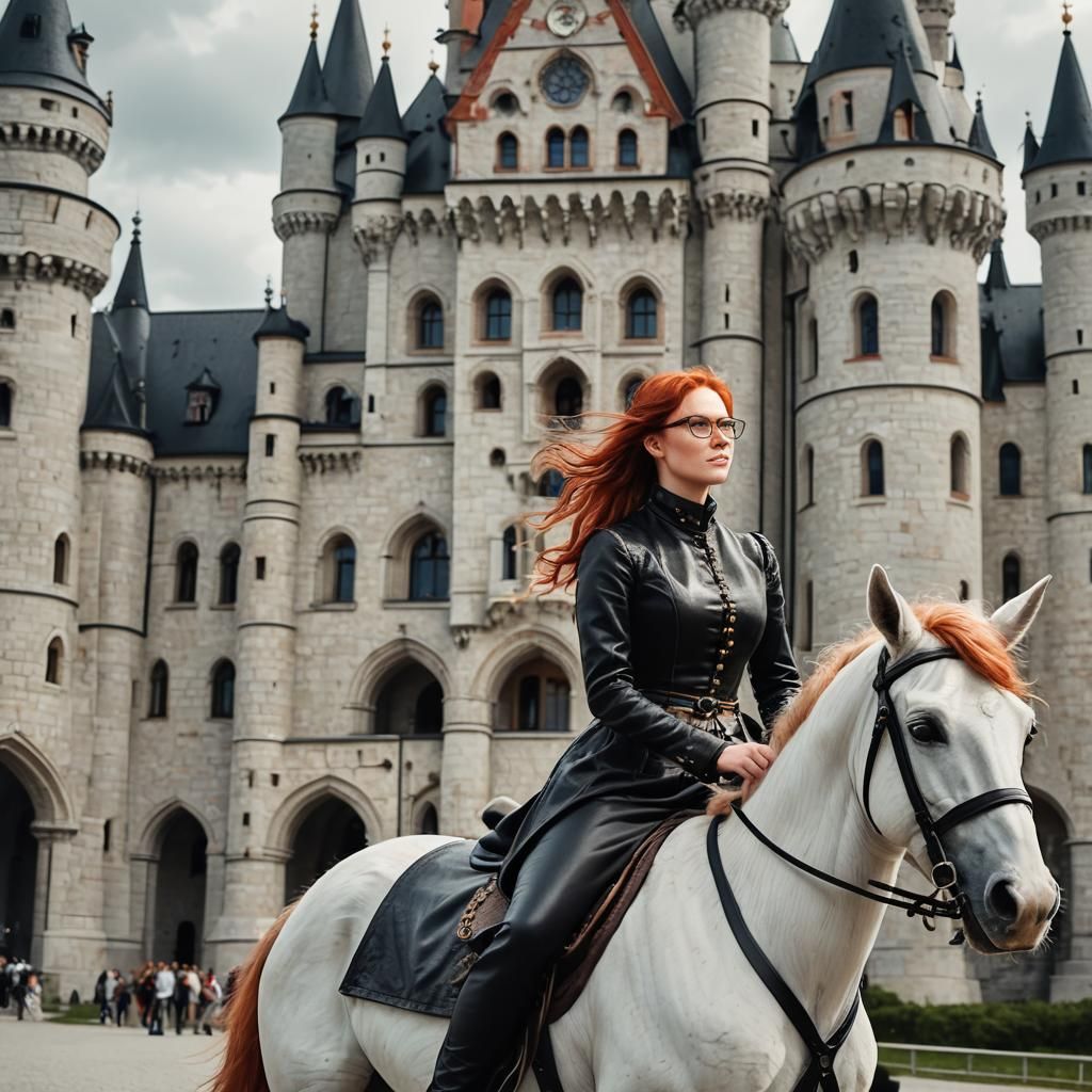 Girl on Unicorn near Neuschwanstein