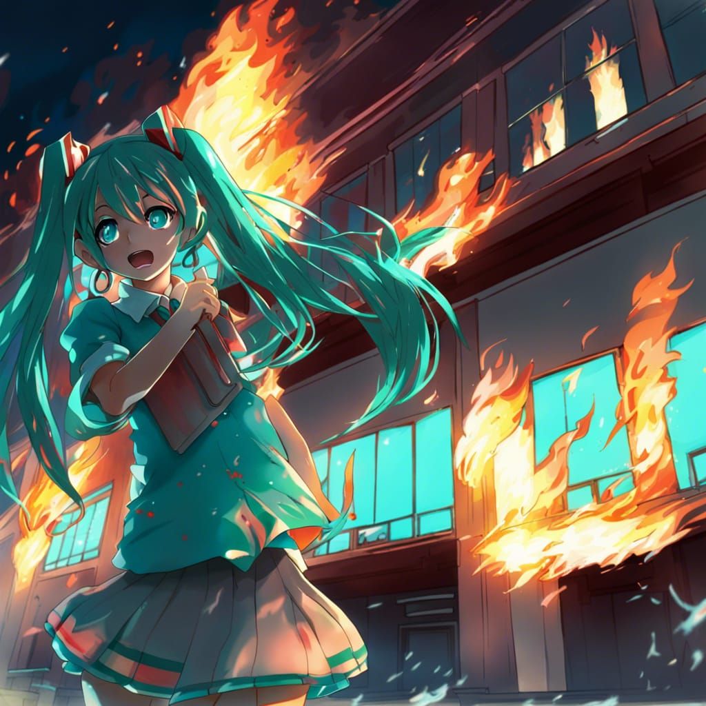 Hatsune Miku Sets Fire: Anime Key Visual