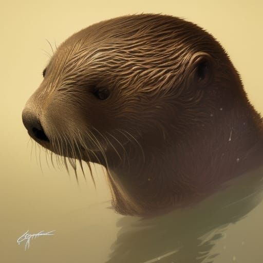 Hyperdetailed Sea Otter Portrait in Art Nouveau Style